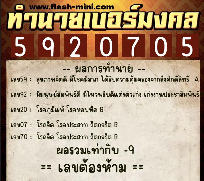 ทำนายเบอร์มงคล 0XX-5920705 ทำนายเบอร์มงคล หมายเลข 082-592070 ทำนายเบอร์มงคล 0XX-5920705 ทำนายเบอร์มงคล หมายเลข 082-592070