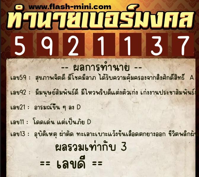 ทำนายเบอร์มงคล 0XX-5921137 ทำนายเบอร์มงคล หมายเลข 087-592113 ทำนายเบอร์มงคล 0XX-5921137 ทำนายเบอร์มงคล หมายเลข 087-592113