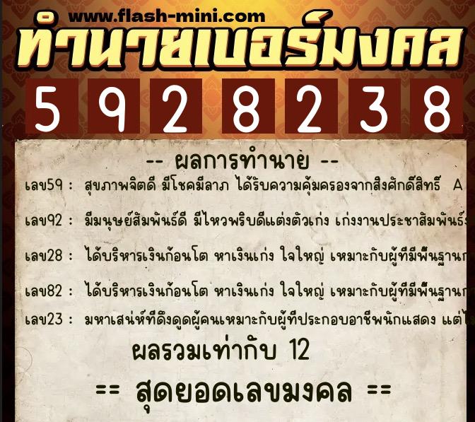 ทำนายเบอร์มงคล 0XX-5928238 ทำนายเบอร์มงคล หมายเลข 060-592823 ทำนายเบอร์มงคล 0XX-5928238 ทำนายเบอร์มงคล หมายเลข 060-592823
