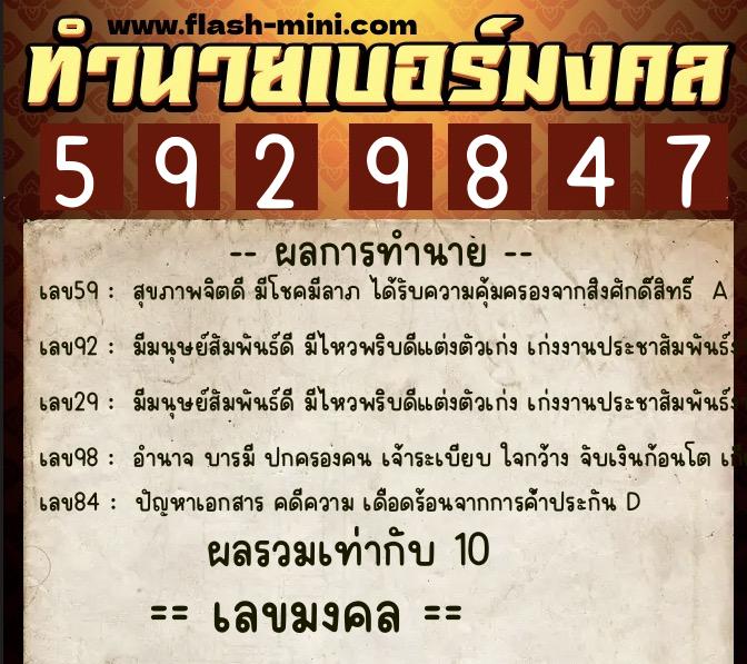 ทำนายเบอร์มงคล 0XX-5929847 ทำนายเบอร์มงคล หมายเลข 067-592984 ทำนายเบอร์มงคล 0XX-5929847 ทำนายเบอร์มงคล หมายเลข 067-592984