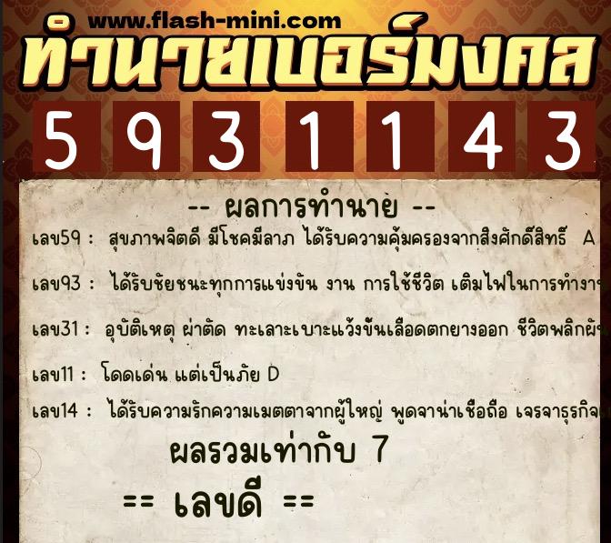 ทำนายเบอร์มงคล 0XX-5931143 ทำนายเบอร์มงคล หมายเลข 095-593114 ทำนายเบอร์มงคล 0XX-5931143 ทำนายเบอร์มงคล หมายเลข 095-593114