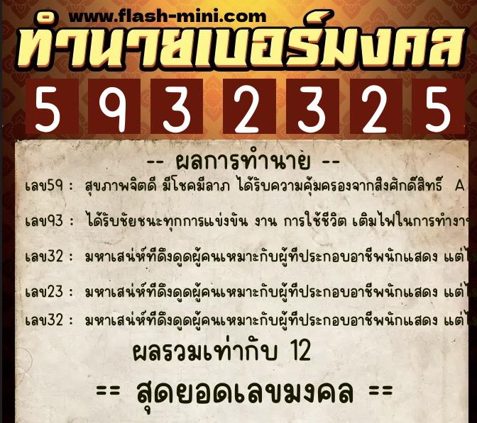 ทำนายเบอร์มงคล 0XX-5932325  ทำนายเบอร์มงคล หมายเลข 084-593232 