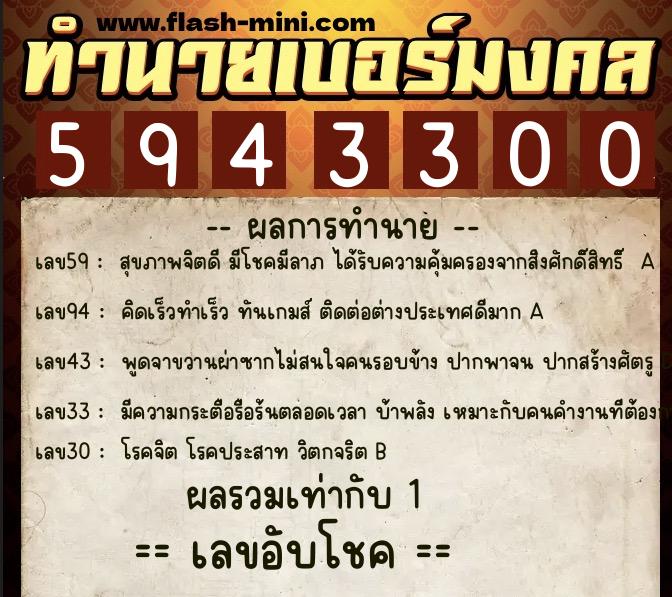 ทำนายเบอร์มงคล 0XX-5943300 ทำนายเบอร์มงคล หมายเลข 097-594330 ทำนายเบอร์มงคล 0XX-5943300 ทำนายเบอร์มงคล หมายเลข 097-594330