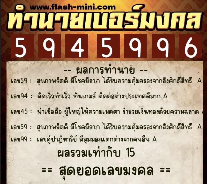 ทำนายเบอร์มงคล 0XX-5945996 ทำนายเบอร์มงคล หมายเลข 087-594599 ทำนายเบอร์มงคล 0XX-5945996 ทำนายเบอร์มงคล หมายเลข 087-594599
