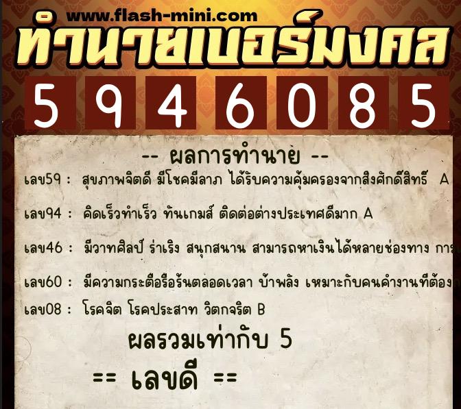 ทำนายเบอร์มงคล 0XX-5946085 ทำนายเบอร์มงคล หมายเลข 083-594608 ทำนายเบอร์มงคล 0XX-5946085 ทำนายเบอร์มงคล หมายเลข 083-594608