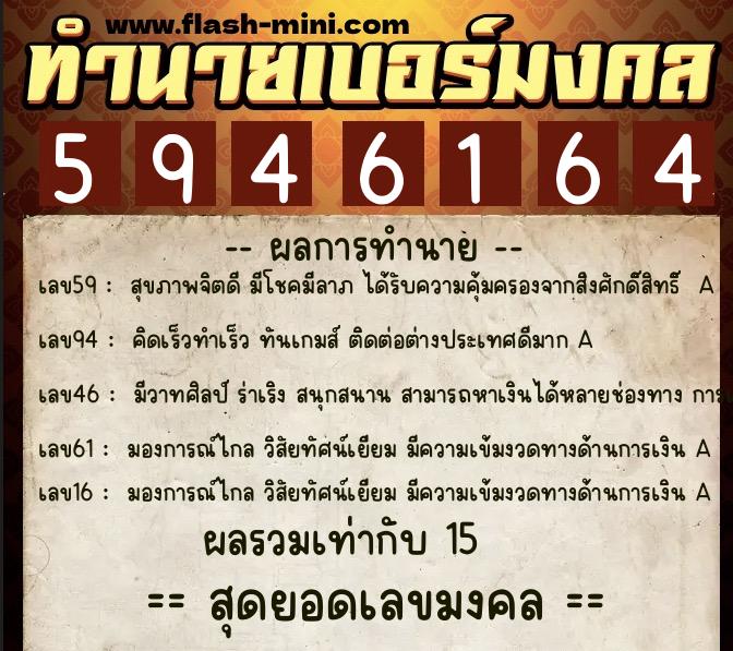 ทำนายเบอร์มงคล 0XX-5946164 ทำนายเบอร์มงคล หมายเลข 069-594616 ทำนายเบอร์มงคล 0XX-5946164 ทำนายเบอร์มงคล หมายเลข 069-594616