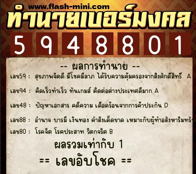 ทำนายเบอร์มงคล 0XX-5948801  ทำนายเบอร์มงคล หมายเลข 065-594880  ทำนายเบอร์มงคล 0XX-5948801  ทำนายเบอร์มงคล หมายเลข 065-594880