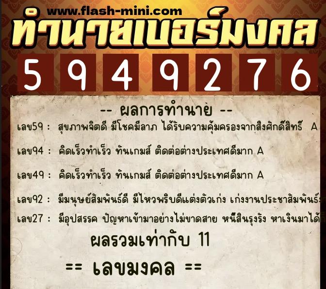 ทำนายเบอร์มงคล 0XX-5949276 ทำนายเบอร์มงคล หมายเลข 088-594927 ทำนายเบอร์มงคล 0XX-5949276 ทำนายเบอร์มงคล หมายเลข 088-594927