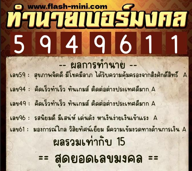 ทำนายเบอร์มงคล 0XX-5949611 ทำนายเบอร์มงคล หมายเลข 087-594961 ทำนายเบอร์มงคล 0XX-5949611 ทำนายเบอร์มงคล หมายเลข 087-594961