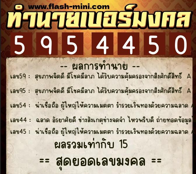 ทำนายเบอร์มงคล 0XX-5954450 ทำนายเบอร์มงคล หมายเลข 066-595445 ทำนายเบอร์มงคล 0XX-5954450 ทำนายเบอร์มงคล หมายเลข 066-595445