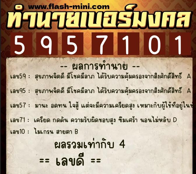 ทำนายเบอร์มงคล 0XX-5957101 ทำนายเบอร์มงคล หมายเลข 097-595710 ทำนายเบอร์มงคล 0XX-5957101 ทำนายเบอร์มงคล หมายเลข 097-595710