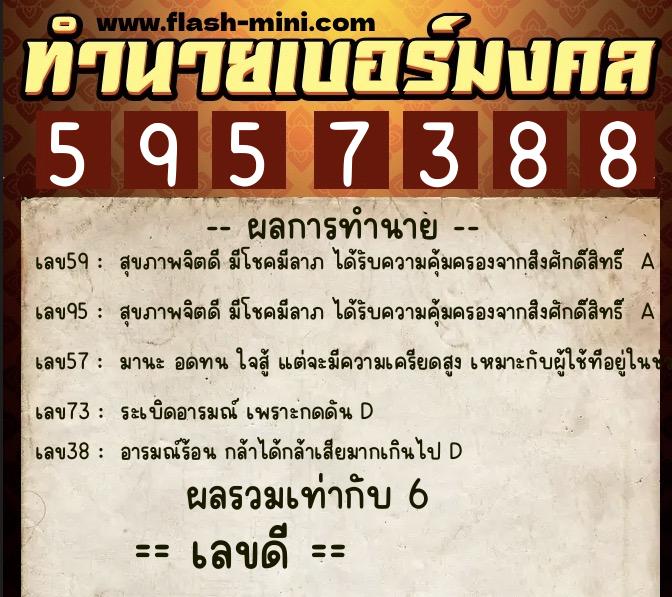 ทำนายเบอร์มงคล 0XX-5957388 ทำนายเบอร์มงคล หมายเลข 060-595738 ทำนายเบอร์มงคล 0XX-5957388 ทำนายเบอร์มงคล หมายเลข 060-595738
