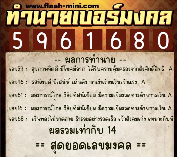 ทำนายเบอร์มงคล 0XX-5961680 ทำนายเบอร์มงคล หมายเลข 063-596168 ทำนายเบอร์มงคล 0XX-5961680 ทำนายเบอร์มงคล หมายเลข 063-596168