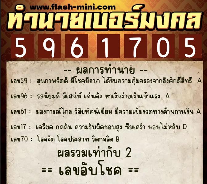 ทำนายเบอร์มงคล 0XX-5961705 ทำนายเบอร์มงคล หมายเลข 069-596170 ทำนายเบอร์มงคล 0XX-5961705 ทำนายเบอร์มงคล หมายเลข 069-596170