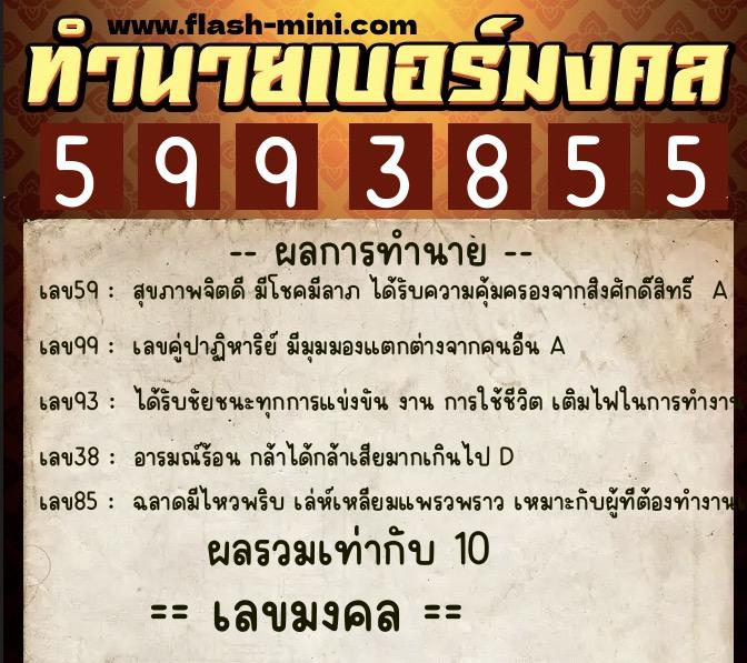 ทำนายเบอร์มงคล 0XX-5993855 ทำนายเบอร์มงคล หมายเลข 068-599385 ทำนายเบอร์มงคล 0XX-5993855 ทำนายเบอร์มงคล หมายเลข 068-599385
