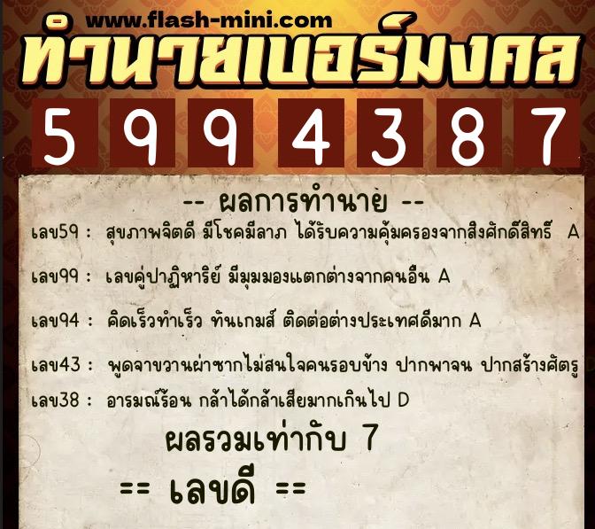 ทำนายเบอร์มงคล 0XX-5994387 ทำนายเบอร์มงคล หมายเลข 065-599438 ทำนายเบอร์มงคล 0XX-5994387 ทำนายเบอร์มงคล หมายเลข 065-599438