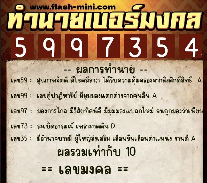 ทำนายเบอร์มงคล 0XX-5997354 ทำนายเบอร์มงคล หมายเลข 097-599735 ทำนายเบอร์มงคล 0XX-5997354 ทำนายเบอร์มงคล หมายเลข 097-599735