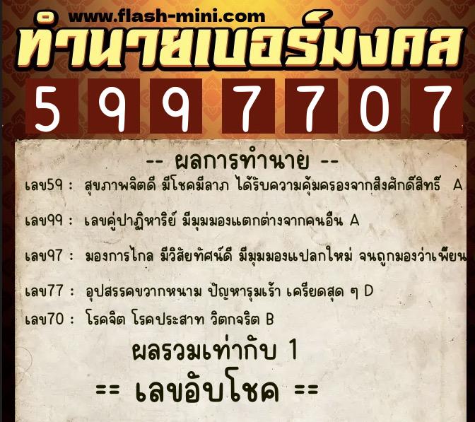 ทำนายเบอร์มงคล 0XX-5997707 ทำนายเบอร์มงคล หมายเลข 086-599770 ทำนายเบอร์มงคล 0XX-5997707 ทำนายเบอร์มงคล หมายเลข 086-599770
