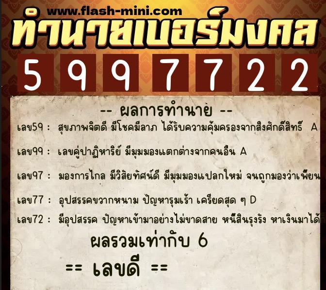 ทำนายเบอร์มงคล 0XX-5997722 ทำนายเบอร์มงคล หมายเลข 095-599772 ทำนายเบอร์มงคล 0XX-5997722 ทำนายเบอร์มงคล หมายเลข 095-599772