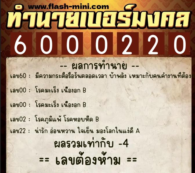ทำนายเบอร์มงคล 0XX-6000220 ทำนายเบอร์มงคล หมายเลข 068-600022 ทำนายเบอร์มงคล 0XX-6000220 ทำนายเบอร์มงคล หมายเลข 068-600022