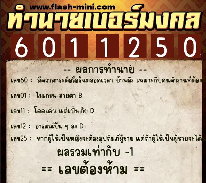 ทำนายเบอร์มงคล 0XX-6011250 ทำนายเบอร์มงคล หมายเลข 062-601125 ทำนายเบอร์มงคล 0XX-6011250 ทำนายเบอร์มงคล หมายเลข 062-601125