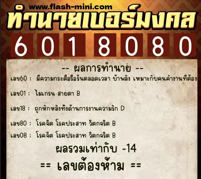 ทำนายเบอร์มงคล 0XX-6018080 ทำนายเบอร์มงคล หมายเลข 081-601808 ทำนายเบอร์มงคล 0XX-6018080 ทำนายเบอร์มงคล หมายเลข 081-601808
