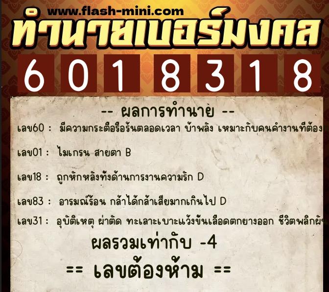 ทำนายเบอร์มงคล 0XX-6018318 ทำนายเบอร์มงคล หมายเลข 082-601831 ทำนายเบอร์มงคล 0XX-6018318 ทำนายเบอร์มงคล หมายเลข 082-601831