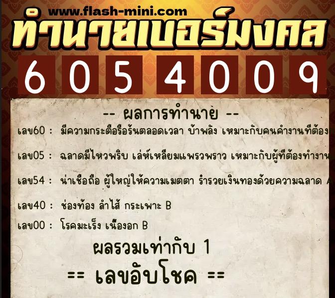 ทำนายเบอร์มงคล 0XX-6054009 ทำนายเบอร์มงคล หมายเลข 061-605400 ทำนายเบอร์มงคล 0XX-6054009 ทำนายเบอร์มงคล หมายเลข 061-605400