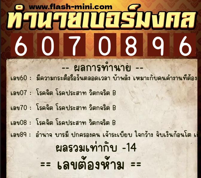 ทำนายเบอร์มงคล 0XX-6070896 ทำนายเบอร์มงคล หมายเลข 061-607089 ทำนายเบอร์มงคล 0XX-6070896 ทำนายเบอร์มงคล หมายเลข 061-607089