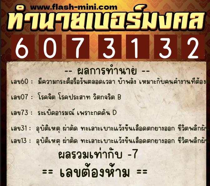 ทำนายเบอร์มงคล 0XX-6073132 ทำนายเบอร์มงคล หมายเลข 099-607313 ทำนายเบอร์มงคล 0XX-6073132 ทำนายเบอร์มงคล หมายเลข 099-607313