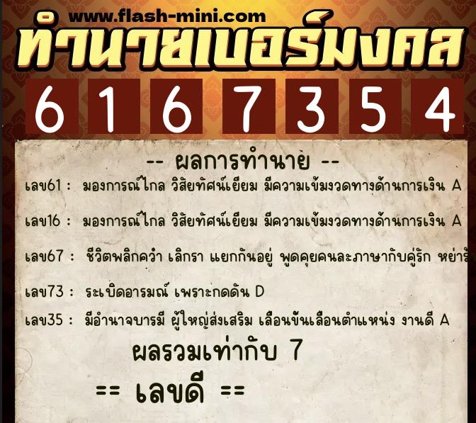 ทำนายเบอร์มงคล 0XX-6167354 ทำนายเบอร์มงคล หมายเลข 088-616735 ทำนายเบอร์มงคล 0XX-6167354 ทำนายเบอร์มงคล หมายเลข 088-616735