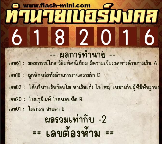 ทำนายเบอร์มงคล 0XX-6182016 ทำนายเบอร์มงคล หมายเลข 087-618201 ทำนายเบอร์มงคล 0XX-6182016 ทำนายเบอร์มงคล หมายเลข 087-618201