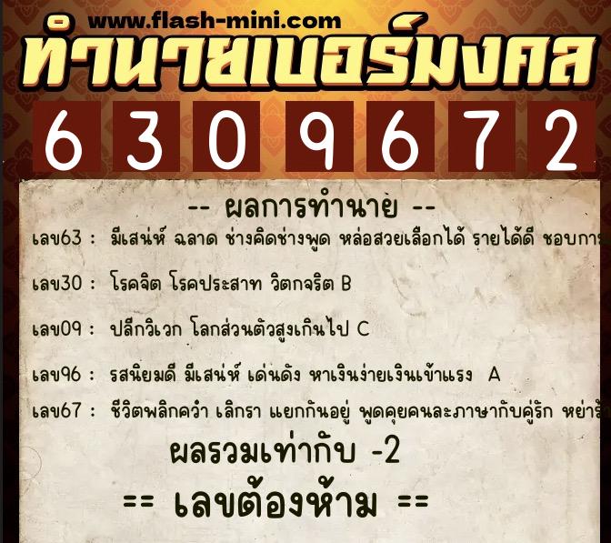 ทำนายเบอร์มงคล 0XX-6309672 ทำนายเบอร์มงคล หมายเลข 095-630967 ทำนายเบอร์มงคล 0XX-6309672 ทำนายเบอร์มงคล หมายเลข 095-630967