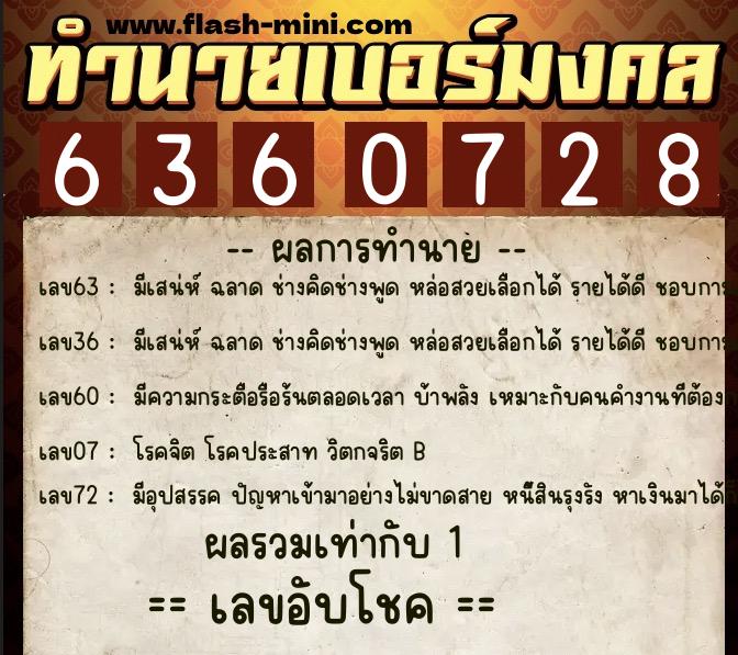 ทำนายเบอร์มงคล 0XX-6360728 ทำนายเบอร์มงคล หมายเลข 063-636072 ทำนายเบอร์มงคล 0XX-6360728 ทำนายเบอร์มงคล หมายเลข 063-636072