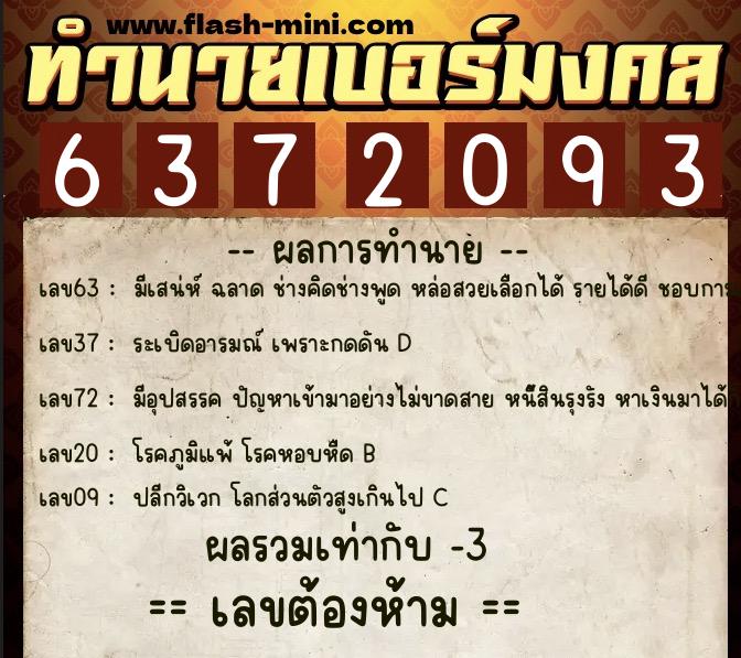 ทำนายเบอร์มงคล 0XX-6372093 ทำนายเบอร์มงคล หมายเลข 069-637209 ทำนายเบอร์มงคล 0XX-6372093 ทำนายเบอร์มงคล หมายเลข 069-637209