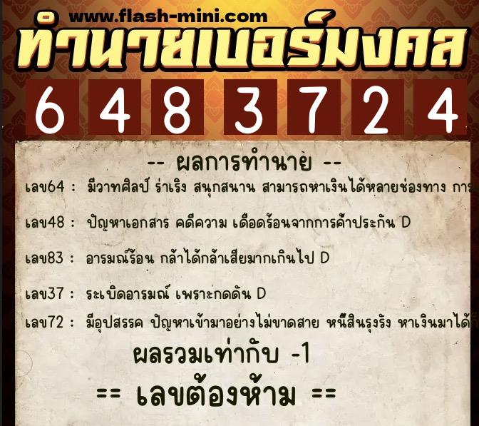 ทำนายเบอร์มงคล 0XX-6483724 ทำนายเบอร์มงคล หมายเลข 066-648372 ทำนายเบอร์มงคล 0XX-6483724 ทำนายเบอร์มงคล หมายเลข 066-648372
