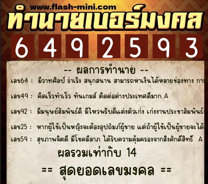 ทำนายเบอร์มงคล 0XX-6492593 ทำนายเบอร์มงคล หมายเลข 083-649259 ทำนายเบอร์มงคล 0XX-6492593 ทำนายเบอร์มงคล หมายเลข 083-649259