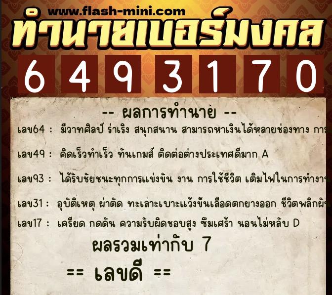 ทำนายเบอร์มงคล 0XX-6493170 ทำนายเบอร์มงคล หมายเลข 063-649317 ทำนายเบอร์มงคล 0XX-6493170 ทำนายเบอร์มงคล หมายเลข 063-649317