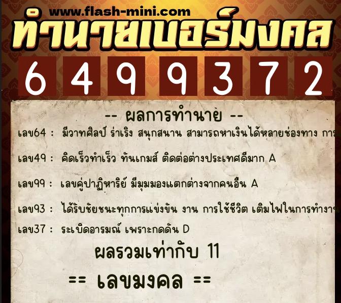 ทำนายเบอร์มงคล 0XX-6499372 ทำนายเบอร์มงคล หมายเลข 090-649937 ทำนายเบอร์มงคล 0XX-6499372 ทำนายเบอร์มงคล หมายเลข 090-649937