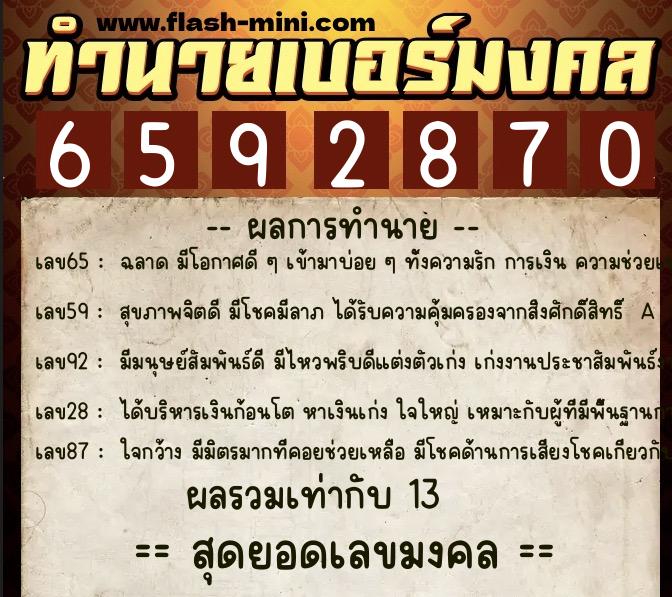 ทำนายเบอร์มงคล 0XX-6592870 ทำนายเบอร์มงคล หมายเลข 093-659287 ทำนายเบอร์มงคล 0XX-6592870 ทำนายเบอร์มงคล หมายเลข 093-659287