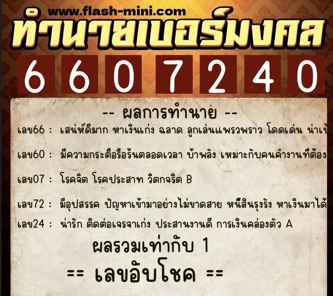 ทำนายเบอร์มงคล 0XX-6607240 ทำนายเบอร์มงคล หมายเลข 097-660724 ทำนายเบอร์มงคล 0XX-6607240 ทำนายเบอร์มงคล หมายเลข 097-660724