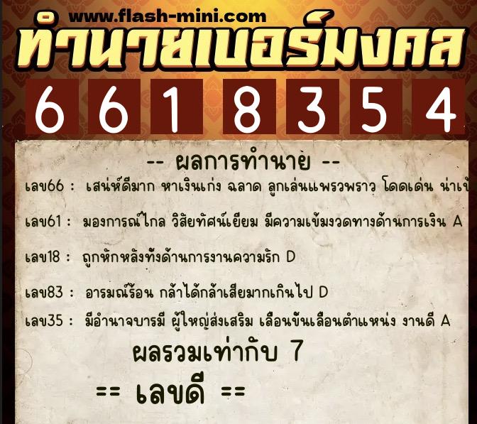 ทำนายเบอร์มงคล 0XX-6618354 ทำนายเบอร์มงคล หมายเลข 098-661835 ทำนายเบอร์มงคล 0XX-6618354 ทำนายเบอร์มงคล หมายเลข 098-661835