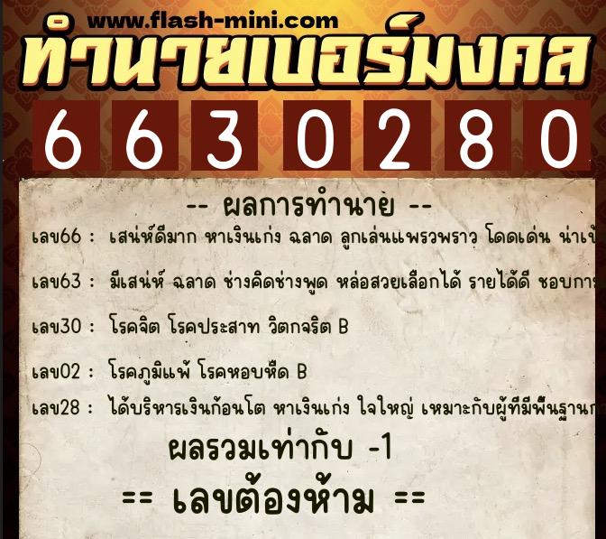 ทำนายเบอร์มงคล 0XX-6630280 ทำนายเบอร์มงคล หมายเลข 085-663028 ทำนายเบอร์มงคล 0XX-6630280 ทำนายเบอร์มงคล หมายเลข 085-663028