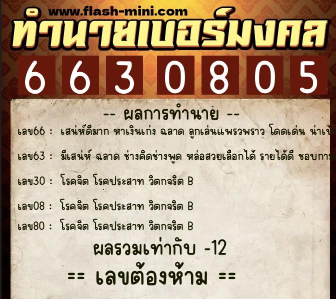 ทำนายเบอร์มงคล 0XX-6630805 ทำนายเบอร์มงคล หมายเลข 066-663080 ทำนายเบอร์มงคล 0XX-6630805 ทำนายเบอร์มงคล หมายเลข 066-663080