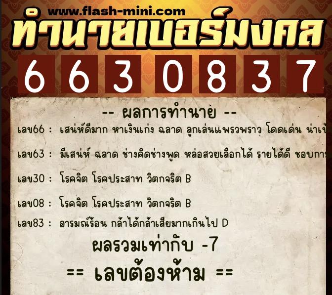 ทำนายเบอร์มงคล 0XX-6630837 ทำนายเบอร์มงคล หมายเลข 098-663083 ทำนายเบอร์มงคล 0XX-6630837 ทำนายเบอร์มงคล หมายเลข 098-663083