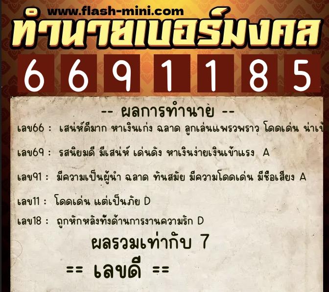 ทำนายเบอร์มงคล 0XX-6691185 ทำนายเบอร์มงคล หมายเลข 069-669118 ทำนายเบอร์มงคล 0XX-6691185 ทำนายเบอร์มงคล หมายเลข 069-669118