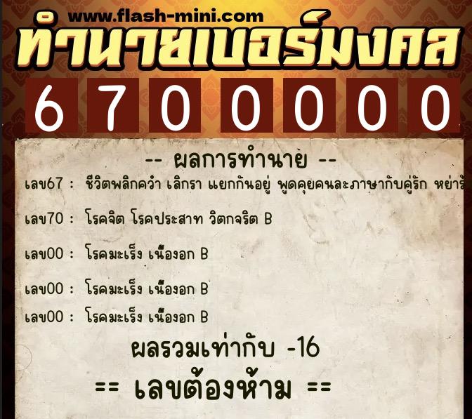 ทำนายเบอร์มงคล 0XX-6700000 ทำนายเบอร์มงคล หมายเลข 081-670000 ทำนายเบอร์มงคล 0XX-6700000 ทำนายเบอร์มงคล หมายเลข 081-670000