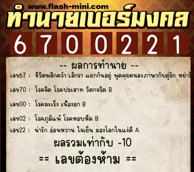 ทำนายเบอร์มงคล 0XX-6700221 ทำนายเบอร์มงคล หมายเลข 098-670022 ทำนายเบอร์มงคล 0XX-6700221 ทำนายเบอร์มงคล หมายเลข 098-670022