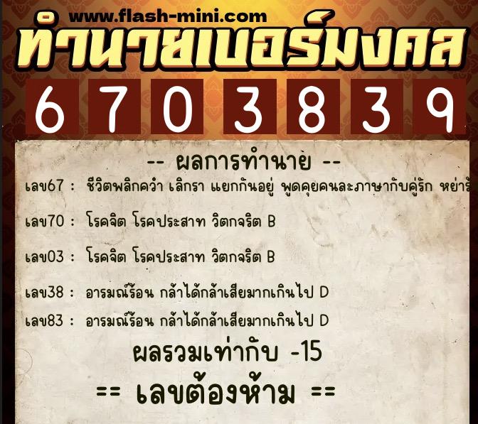 ทำนายเบอร์มงคล 0XX-6703839 ทำนายเบอร์มงคล หมายเลข 091-670383 ทำนายเบอร์มงคล 0XX-6703839 ทำนายเบอร์มงคล หมายเลข 091-670383