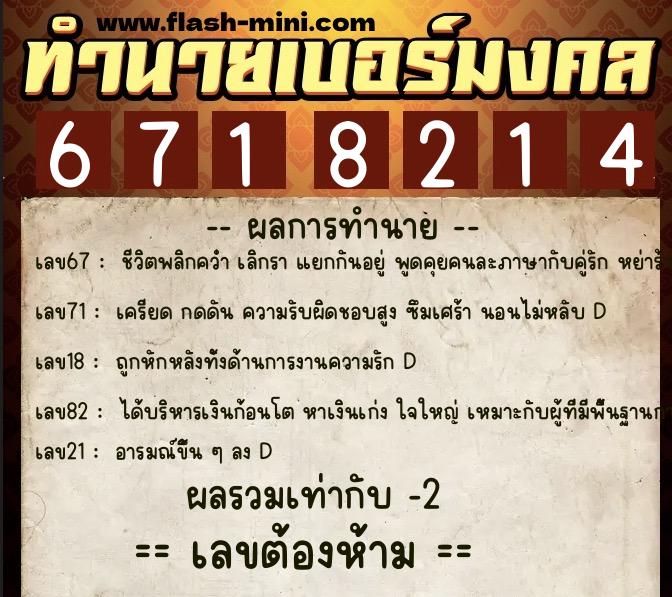 ทำนายเบอร์มงคล 0XX-6718214 ทำนายเบอร์มงคล หมายเลข 094-671821 ทำนายเบอร์มงคล 0XX-6718214 ทำนายเบอร์มงคล หมายเลข 094-671821